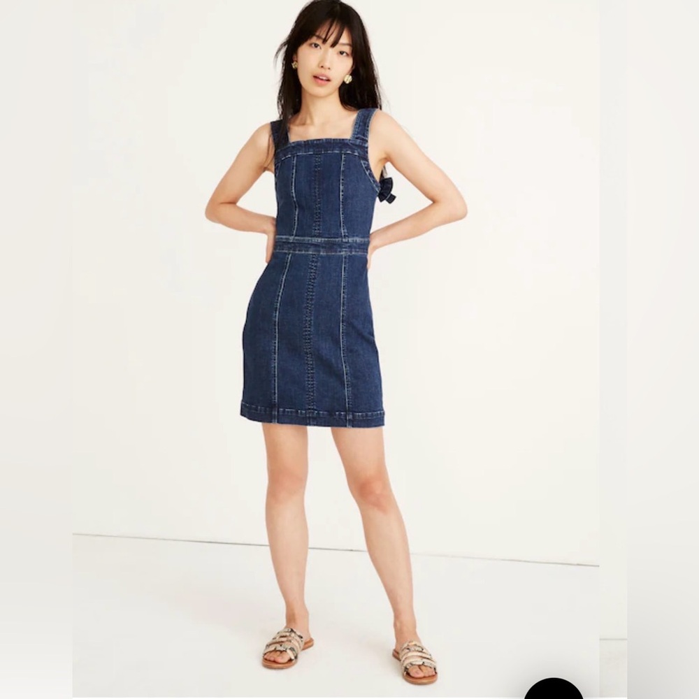 Madewell Denim Apron, Bow-Back Dress. Sz 2